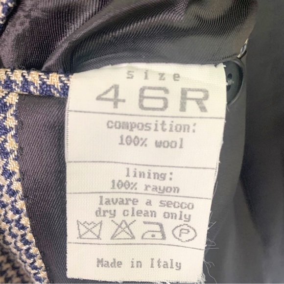 SILVIO BRESCIANI HOUNDSTOOTH BLAZER  BLUE BLAZER WOOL BLAZER MADE IN ITALY 46R - Picture 6 of 12